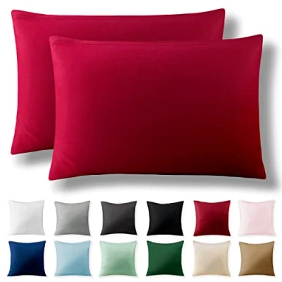 Imagen de Alreya Juego de 2 Fundas Almohada Renforcé 100% Algodón 50 x 75 cm Rojo Hipoalergénica con Cremallera YKK