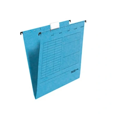 Imagen de Falken UniReg Carpeta colgante (5 unidades, cartón reciclado para DIN A4, apertura lateral, diseño de ángel azul, ideal hojas sueltas en la oficina y autoridad pública)