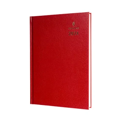 Imagen de Collins Debden agenda de escritorio estándar 2024, tamaño A4, vista semanal, negocios y organizador, enero a diciembre color rojo, 40.15 24 pulgadas