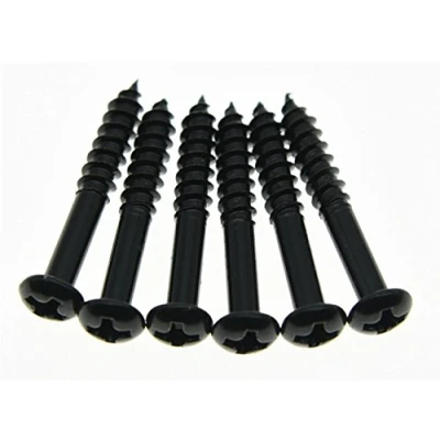 Imagen de KAISH Juego de 6 tornillos montaje para puente ST Strat Trem Tremolo, color negro