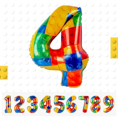Imagen de Globos de Números Bloque Construcción 4,101 CM Globo Numeros Gigantes Grandes Decoracion,Globo Numero 4,Globos Niño Niña Adultos,Vuelan con Helio
