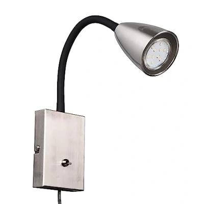 Imagen de Trio, Aplique, Wanda 1xGU10, max.10,0 W Cuerpo: Metal, Níquel mate A:8,5cm, A:23,5cm, P:22,0cm Interruptor,Flexible,Montaje de la pared,IP20,Sin bombilla,FLEXConnect