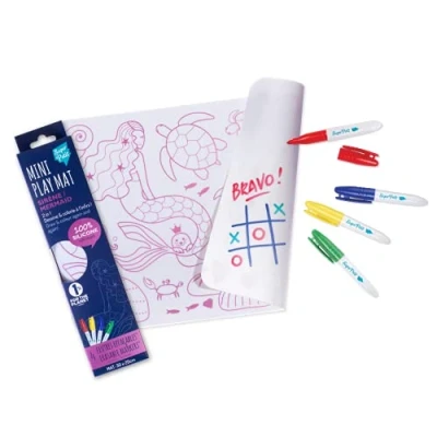 Imagen de SUPER PETIT Juego educativo Colorear 2 en 1 sirena Reversible Incluye 4 rotuladores borrables Fácil de limpiar Reutilizable Antibacteriano 30 x 20 cm