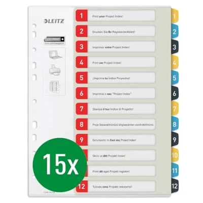 Imagen de Leitz Cosy Series 12480000 Separadores para escribir en PC, formato A4, 15 unidades, 1 12, resistente, multicolor, serie