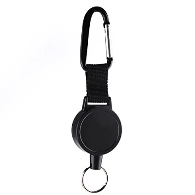 Imagen de Kuuqa Bobina retractable resistente de la llave Reel con cuerda alambre acero los 65cm, negro