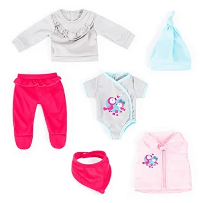 Imagen de Bayer Design 84200AM Ropa para muñecas, Vestidos muñecos, 6 Piezas, Accesorios, 38 42 cm