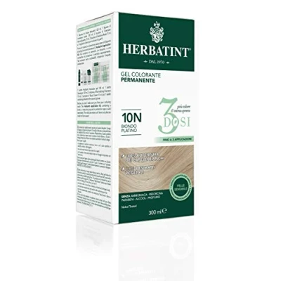 Imagen de Herbatint Gel colorante permanente 3 dosis, 300 ml 10N rubio platino, sin amoniaco, para pieles sensibles, cobertura 100% de cabellos blancos, con 8 extractos naturales biológicos
