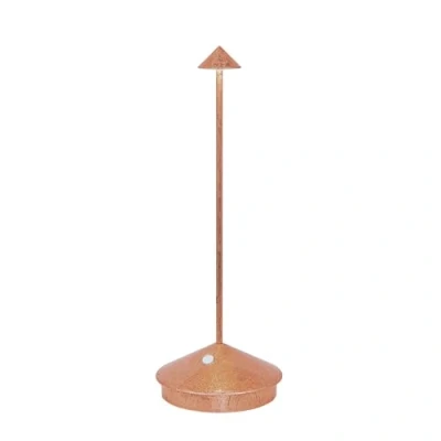 Imagen de Zafferano, Lámpara Pina con Hoja Color Cobre, de Mesa Recargable e Inalámbrica Control Táctil, Adecuada como Interior, Atenuador, 2200 3000 K, Altura 29 cm