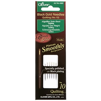 Imagen de Clover Black Gold Quilting Needles Size 10 6/Pkg