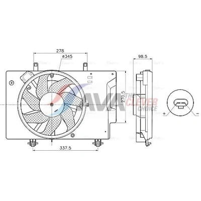 Imagen de AVA COOLING SYSTEMS FD7709 Ventilador de radiador 345mm 12V con bastidor (armazón), sin resistencia unidad control