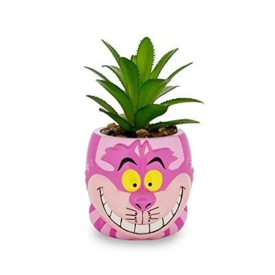 Imagen de Silver Buffalo AW1601EH Mini maceta con diseño de gato Cheshire suculenta artificial rosa
