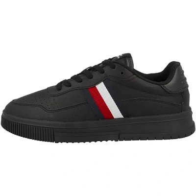 Imagen de Tommy Hilfiger Hombre Sneaker con suela cupsole Supercup Leather Stripes Zapatillas, Negro (Triple Black), 40 EU