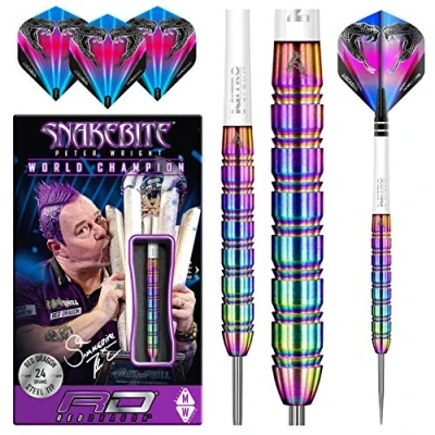 Imagen de RED DRAGON Peter Wright Snakebite Juego de Dardos Profesionales tungsteno 1 a 24 Gramos con vuelos y Ejes