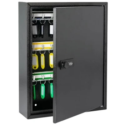 Imagen de HMF 13642 02 Armario para llaves con código numérico, caja grande 42 ganchos 35 x 27 8 cm negro