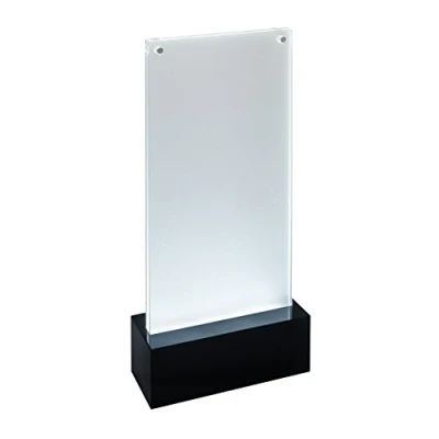 Imagen de SIGEL TA424 Soporte de sobremesa con LED para DL, presentación a dos caras, iluminación, transparente/negro, Acrílico