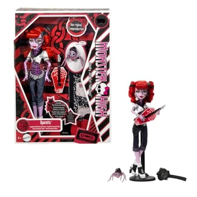 Imagen de Monster High Boo riginal Creeproduction Operetta Muñeca, reproducción Coleccionable con peana, Diario y Mascota araña Memphis “Daddy O Longlegs, HYV90