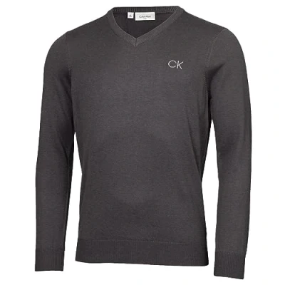 Imagen de Calvin Klein Golf Hombre con Cuello en V Tour Suéter Gris Acero M