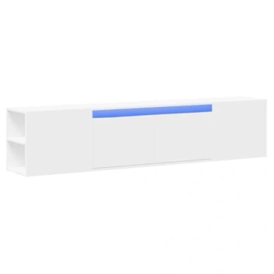 Imagen de vidaXL Mueble de TV Pared con luz LED Blanco 180x31x39,5 cm, Flotante para TV, Armario Pared, estantería Colgante