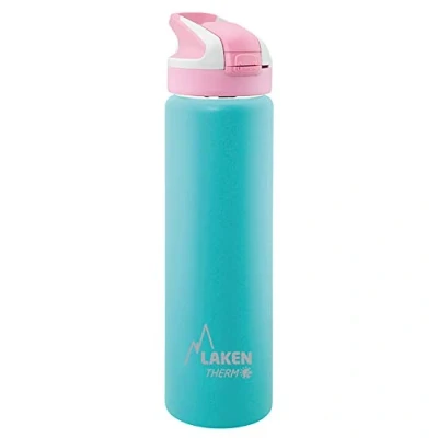 Imagen de Botella de Agua Térmica al Vacío Acero Inoxidable Doble Pared Laken (0,75L Turquesa) Tecnología 24 Horas Frío Ideal para Trabajo o Deporte Cierre Hermético y Uso Vertical