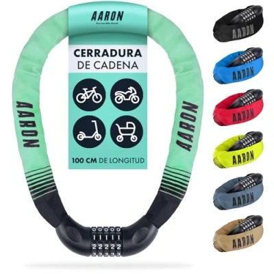 Imagen de AARON Lock One candado de Bicicleta con código numérico 5 dígitos, Alto Nivel Seguridad, para eléctrica, montaña, Trekking, Carretera (Verde)