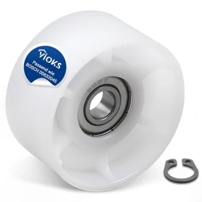 Imagen de VIOKS Polea tensora acanalada 45 mm de diámetro repuesto para Bosch Siеmens 00632045 632045, rodillo plástico tensor correa con rodamiento bolas secadora Classixx iQ100 iQ300 iQ500