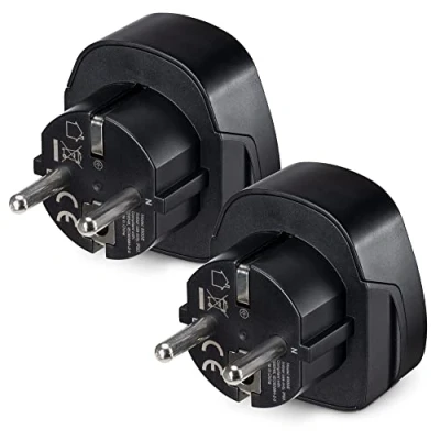 Imagen de kwmobile Enchufe Adaptador UK EU 2 adaptadores de Viaje con Entrada del Reino Unido a Europeo Set para Viajes en Negro