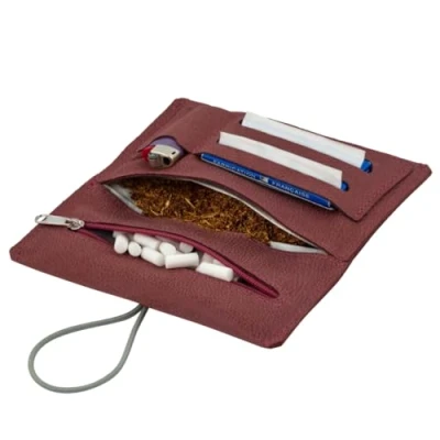 Imagen de Simaru Pitillera Tabaquera Bolsa para Tabaco de Liar Piel Cuero Curtido Vegetal 30g,Filtros Duradera y Robusta