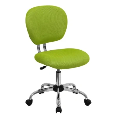 Imagen de Flash Furniture Silla de Oficina giratoria Acolchada Malla con Respaldo Medio Base cromada, Metal, Verde Manzana, Set of 1