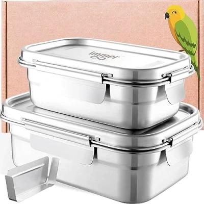 Imagen de immer Fiambrera Bento de Acero Inoxidable Prueba Fugas, Sostenible Sin Plástico y BPA, Almuerzo Escolar Bocadillos Para Niños (800+1500 ml SafeLock Set)
