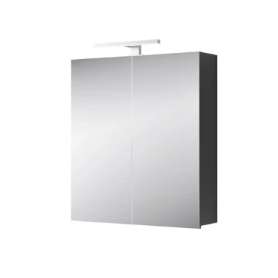 Imagen de Planetmöbel Merkur Armario con Espejo baño Iluminación 60 cm Ancho de suspendido LED Cromo Antracita