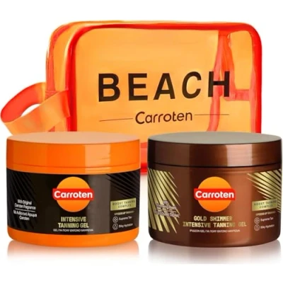 Imagen de Carroten Set de 2 aceleradores del bronceado Kit compuesto por Gold Tanning Gel 150 ml e Intensive geles bronceadores para un rápido, incl. neceser