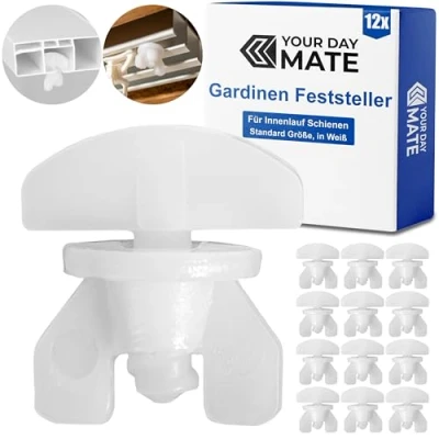 Imagen de Topes Intermedios, 12 ud, Blanco, Tapón de Cortina, Adecuado para Rieles Cortinas Plástico, Madera, Aluminio, Accesorios Rollos Cortina como Deslizadores y Ganchos