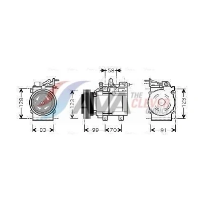 Imagen de AVA COOLING SYSTEMS HYAK197 compresor de Aire Acondicionado HS18 12V PAG 46 R134a con aceite PAG, acoplamiento magnético, sin diodo