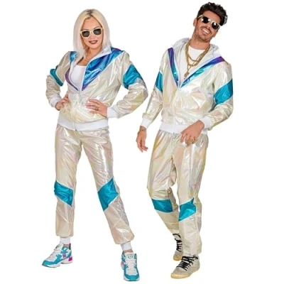 Imagen de W WIDMANN MILANO Party Fashion Disfraz chandal 80s, pedrería, jogging suit, estilo retro, traje mal gusto