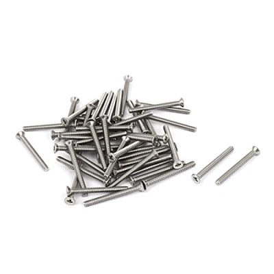 Imagen de sourcing map M 2,5 x 25 mm Phillips avellanado tornillos de cabeza plana plata 50 piezas