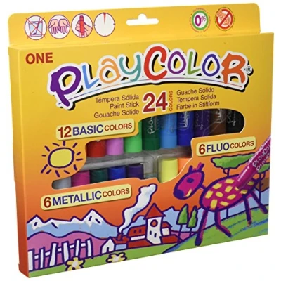 Imagen de Playcolor 2041 Estuche de 24 colores témperas sólidas, color