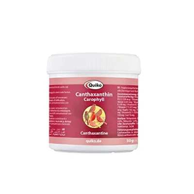 Imagen de Quiko Canthaxantin/Carophyll 50g Alimento complementario para pájaros con Factor Rojo concentrar la coloración roja e intensificar el Color