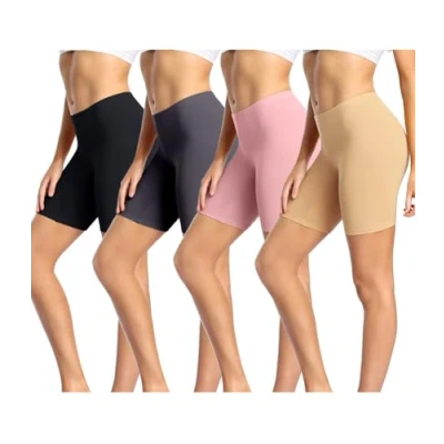 Imagen de wirarpa Leggings Cortos Boxer Mujer Algodon Shorts Bragas Pantalones Pack de 4 Negro, Gris Oscuro, Rosa Beige Tamaño 5XL