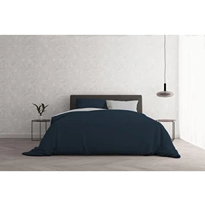 Imagen de Italian Bed Linen Juego de Funda nórdica “Natural Colour, Doble, Azul Oscuro/Gris Claro.