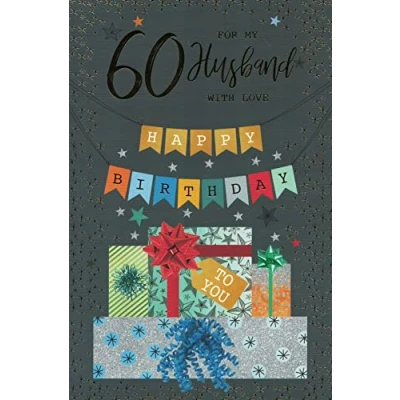 Imagen de Tarjeta de 60 cumpleaños con diseño moderno para marido, 9 x 6 pulgadas