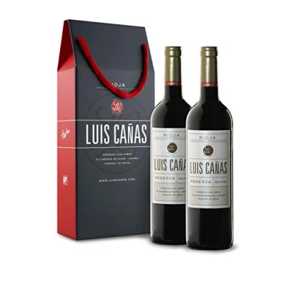 Imagen de Luis Cañas Vino Tinto con D.O. Rioja Reserva Variedad Tempranillo y Graciano Notas de Fruta Negra Reposo en Barricas Roble Francés Americano Estuche Cartón 2 Botellas 75 cl
