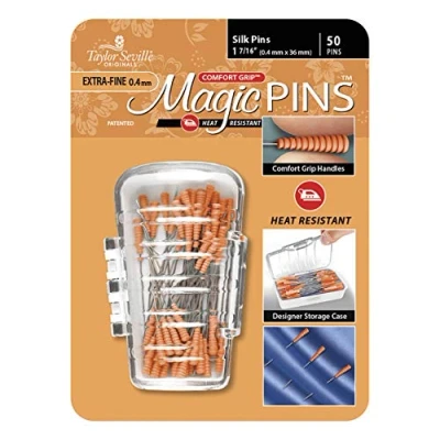 Imagen de Taylor Seville Originals Comodidad Agarre Calor Resistente Extra Fine (0.4 x 36mm) Seda Magic Alfileres 50 Piezas