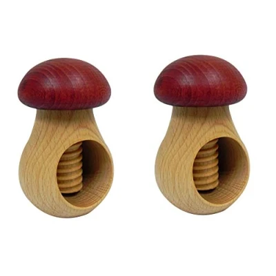 Imagen de Wooden World 2 cascanueces de madera haya natural, clarete hongos muy sólido