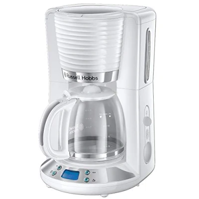 Imagen de Rusell Hobbs Cafetera de Goteo Inspire 15 Tazas, Jarra Cristal 1,25L, Soporte Filtro Extraíble, Tecnología WhirlTech, Cuchara Medidora, Pantalla LCD, Programable, Blanco 24390 56