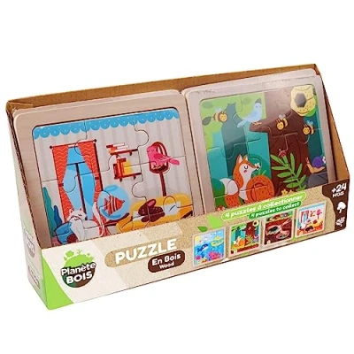 Imagen de PLANÈTE BOIS Bebé Animales Educativo Primeras Reflexiones 052465A 9 Piezas Modelo Aleatorio Madera Juego para Niños Puzzle Niño x 14,5 cm A Partir de 2 Años. (MGM 052465A)