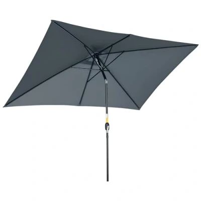 Imagen de Outsunny Sombrilla de Aluminio 200x300x253 cm Parasol Rectangular Jardín Inclinable con Manivela y Poste Desmontable Anti UV para Terraza Piscina Patio Exterior Gris