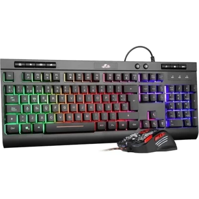 Imagen de Rii RK900+ Gaming Combo de Teclado y Ratón con Cable, Gran tamaño, Sensación mecánica, Retroiluminación LED Multicolor, Layout Español