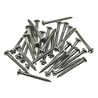 Imagen de KAISH Paquete de 30 tornillos montaje puente trémolo acero inoxidable Phillips cabeza ovalada para Fender Strat/Stratocaster