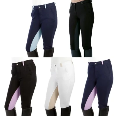 Imagen de PFIFF Pantalones de equitación Infantiles Elisa, con Inserto Tela, Aspecto Moderno Dos Colores, Muy Suave, Negro, 122