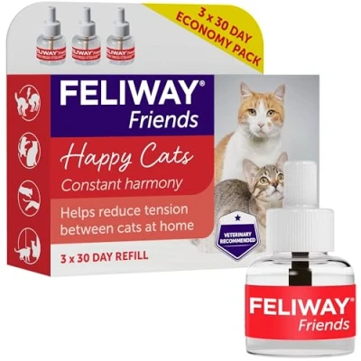 Imagen de Feliway Friends Recambio de 30 días x 3 Paquetes económicos 48 ml Friends, Paquete Unidades para difusor feromonas enchufable Gatos Reduce el conflicto en un
